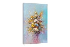 Canvastavla 70x100 cm - Färgglad bukett med blommor i olika nyanser