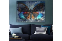 Canvastavla 70x100 cm - Färgglad fjäril med detaljerade vingar i blått och orange