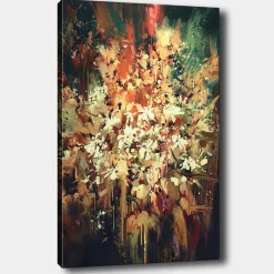 Canvastavla 70x100 cm - Färgstark och abstrakt blomsterkomposition som fångar naturens skönhet