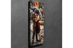 Canvastavla 30x80 cm - Romantisk dans under ett paraply i regnet