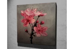 Canvastavla 45x45 cm - Rosa blommor med knoppar på en grå bakgrund