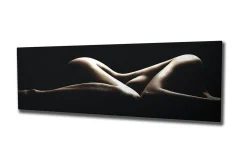 Canvastavla 80x30 cm - Sensuell komposition av nakna kroppar i mjuka former