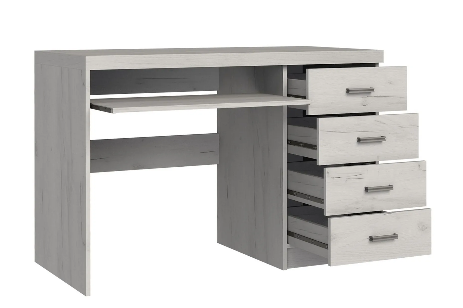 Castillia Skrivbord 120 cm med Förvaring 4 Lådor + Hylla