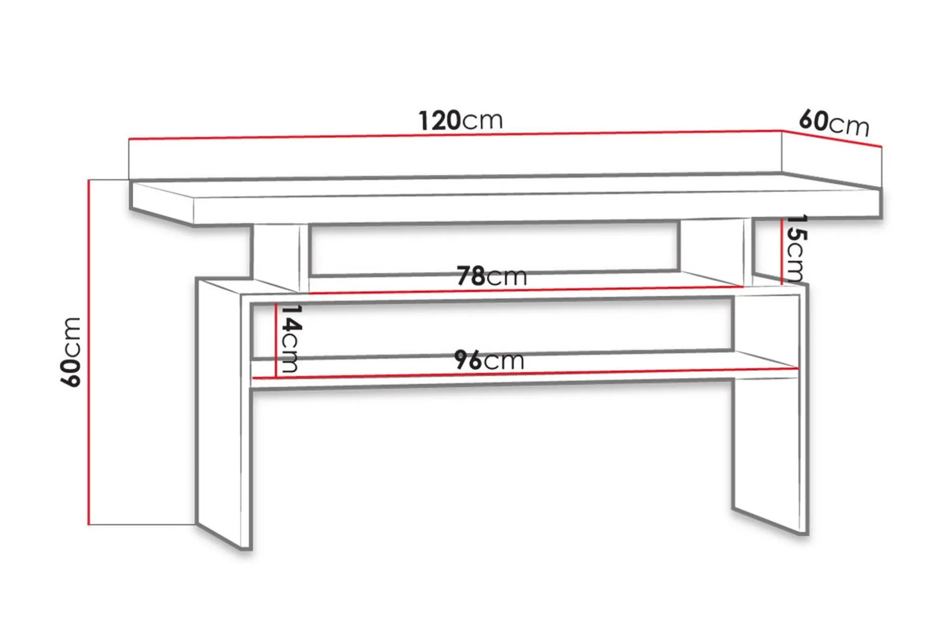 Castillia Soffbord 120 cm med Förvaring Hyllor