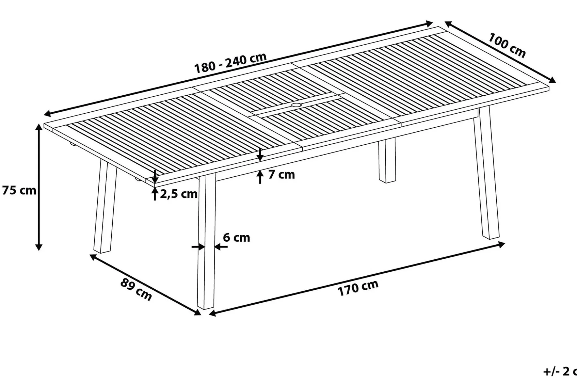 Cesana Trädgårdsbord 240x100 cm