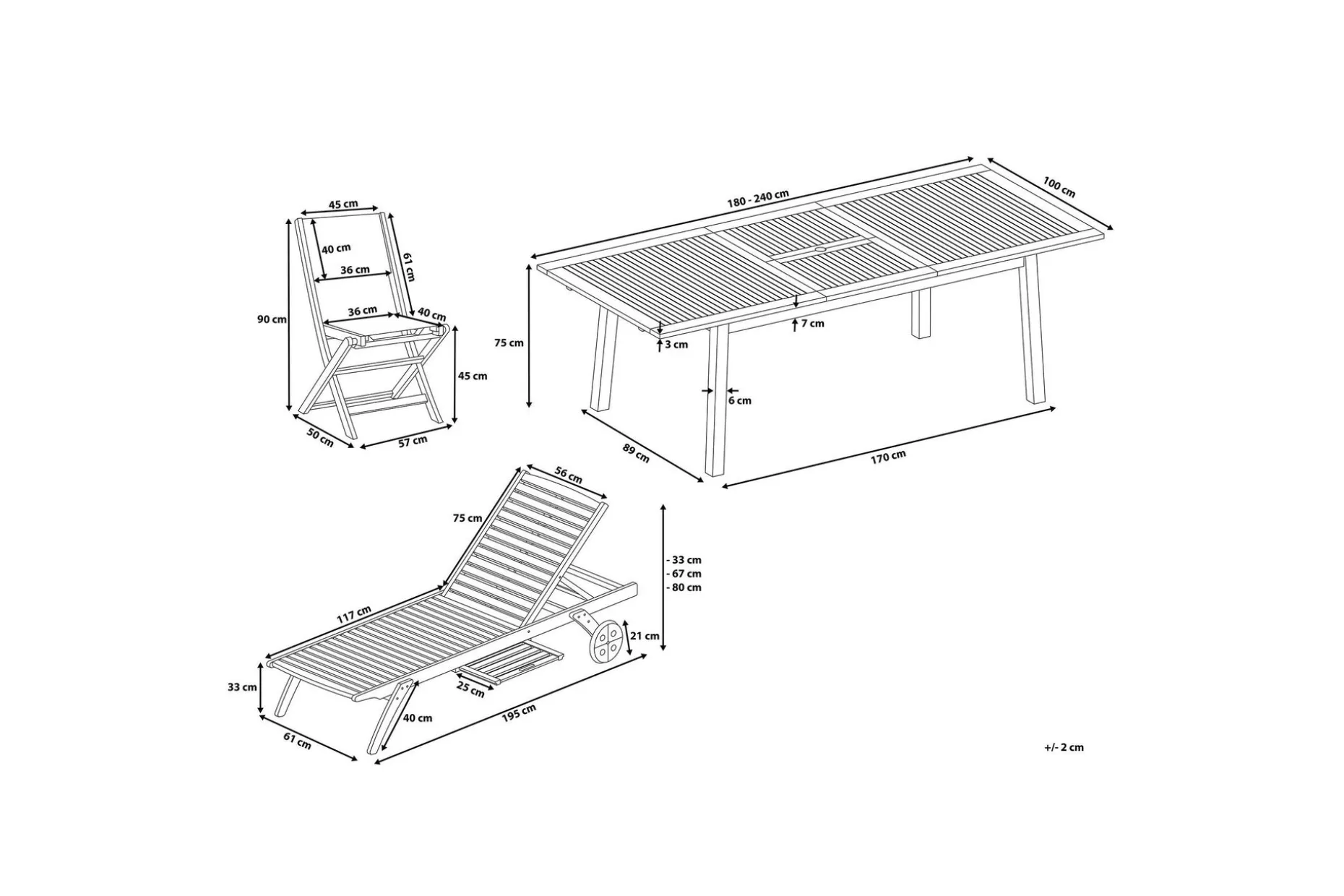 Cesana Trädgårdsmöbelset Med Utebord + 8 Utestolar+Schäslong 2 St