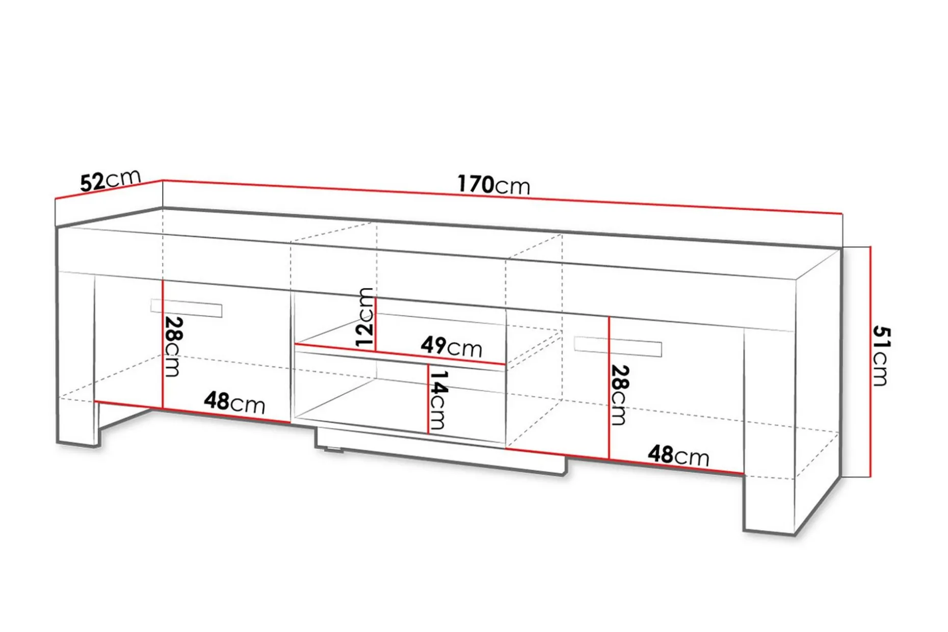 Cezar TV-bänk 170x52x51 cm Ek