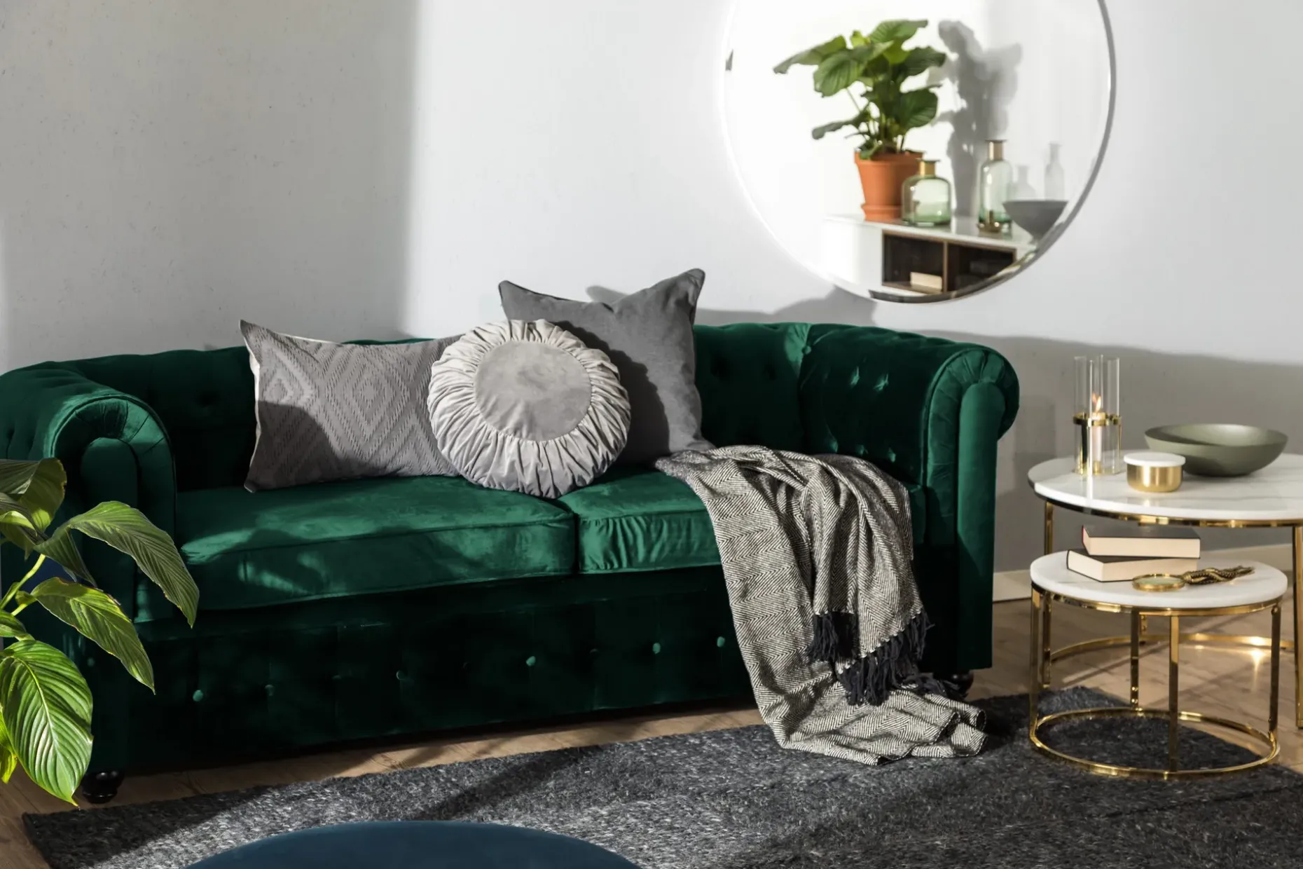 Chesterfield Lyx 3-sits Framåtbäddad bäddsoffa i sammet