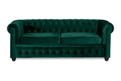 Chesterfield Lyx 3-sits Framåtbäddad bäddsoffa i sammet