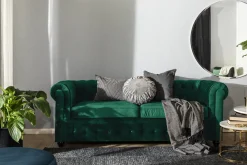 Chesterfield Lyx 3-sits Framåtbäddad bäddsoffa i sammet
