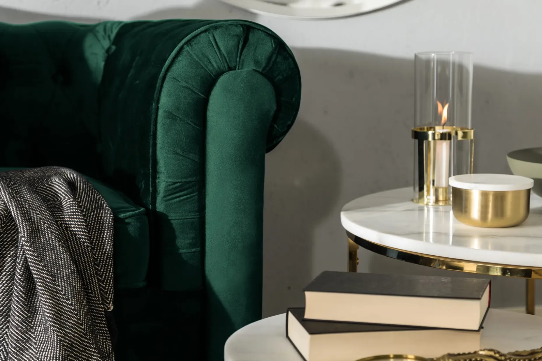 Chesterfield Lyx 3-sits Framåtbäddad bäddsoffa i sammet