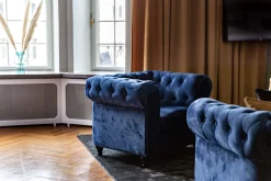 Chesterfield Lyx Stor skön djup sammetsfåtölj - Fåtölj till vardagsrum