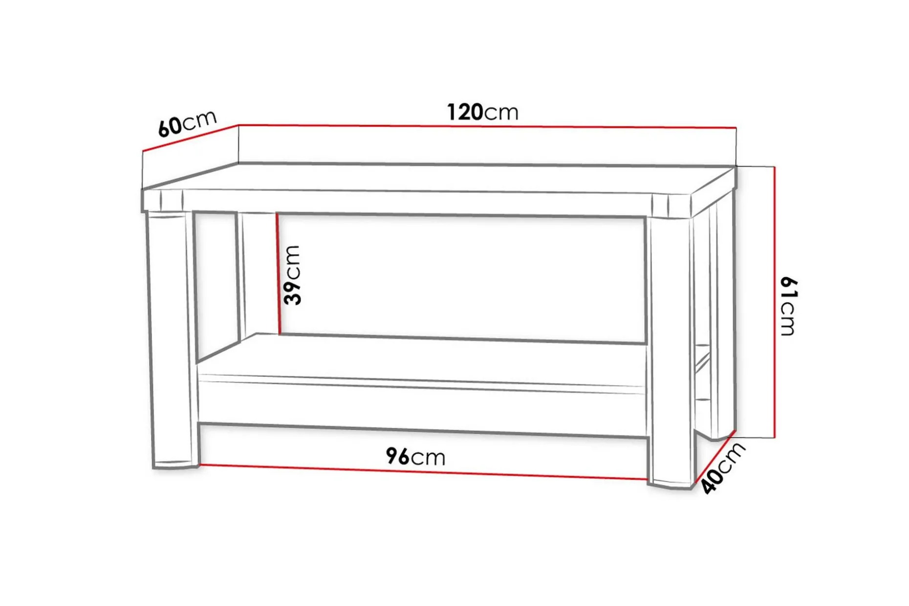 Chezum Soffbord 120 cm med Förvaring Hylla