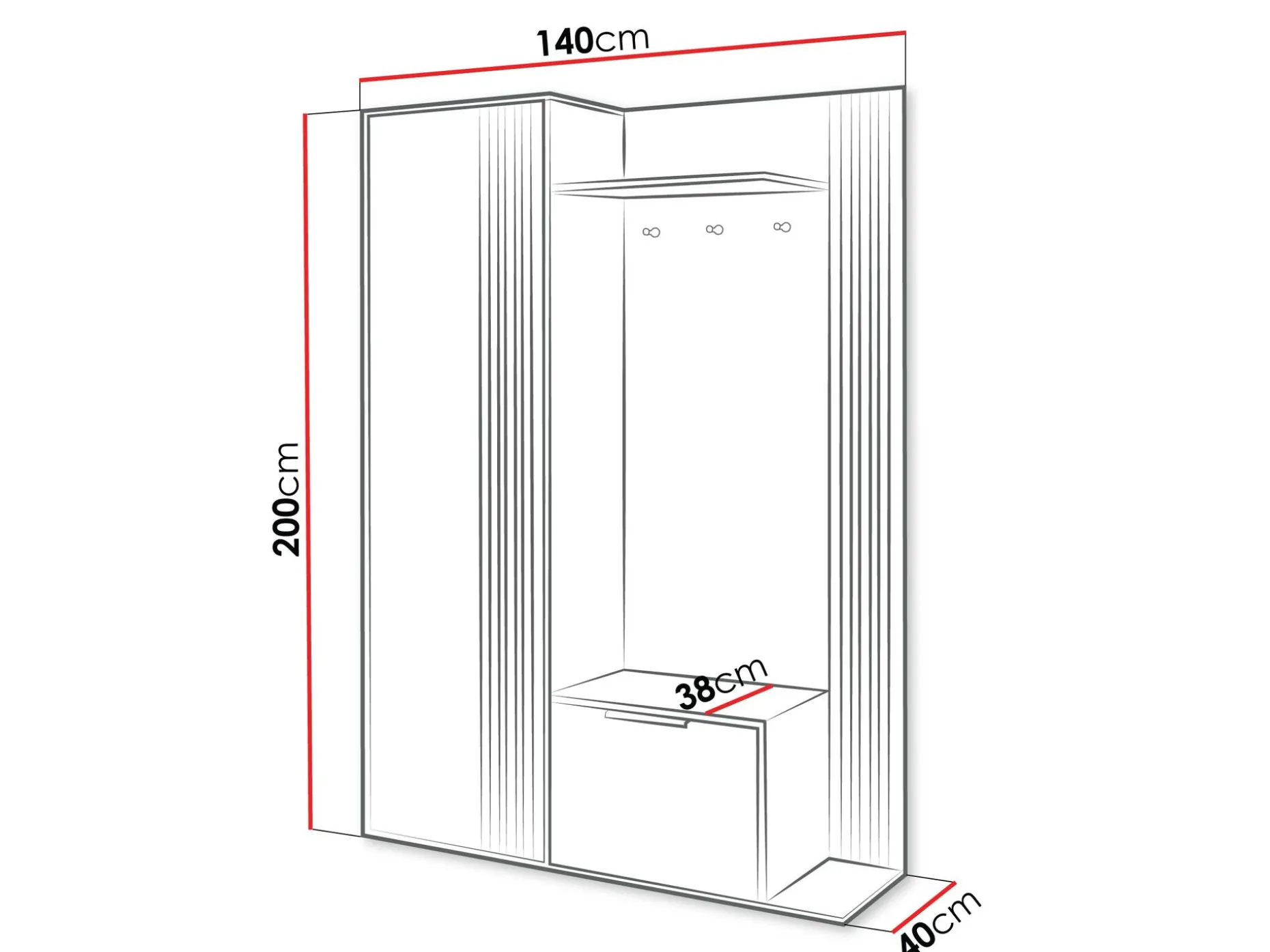 Cinerea Hallmöbel 140 cm