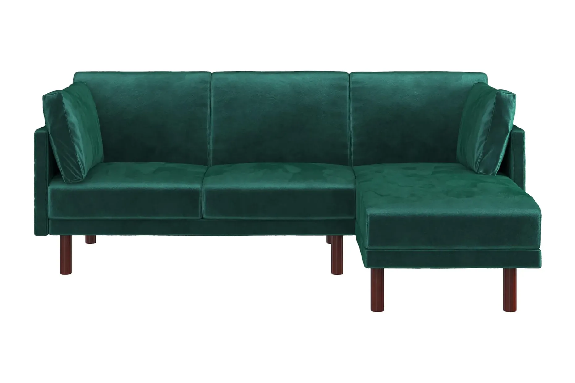 Clair 3-sits Bäddsoffa med Schäslong Ställbar Sammet/Grön/Tr