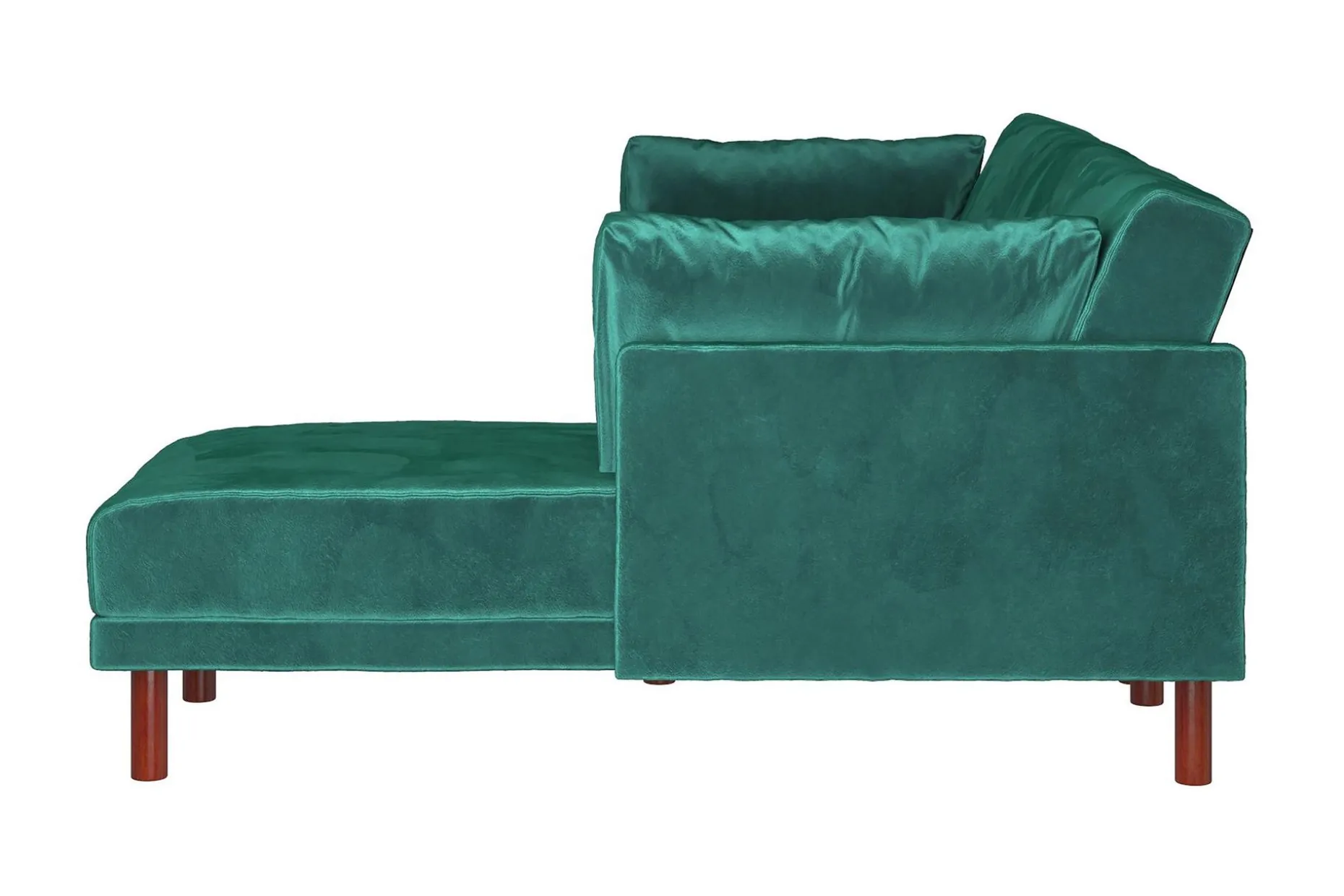 Clair 3-sits Bäddsoffa med Schäslong Ställbar Sammet/Grön/Tr