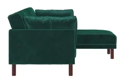 Clair 3-sits Bäddsoffa med Schäslong Ställbar Sammet/Grön/Tr