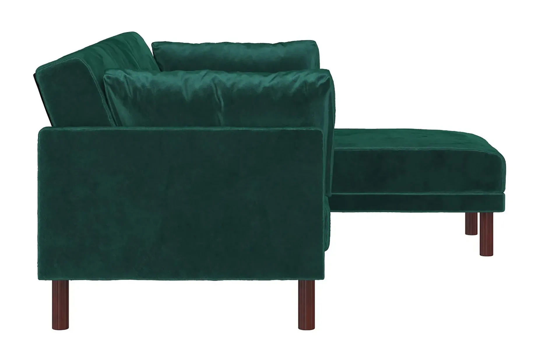 Clair 3-sits Bäddsoffa med Schäslong Ställbar Sammet/Grön/Tr