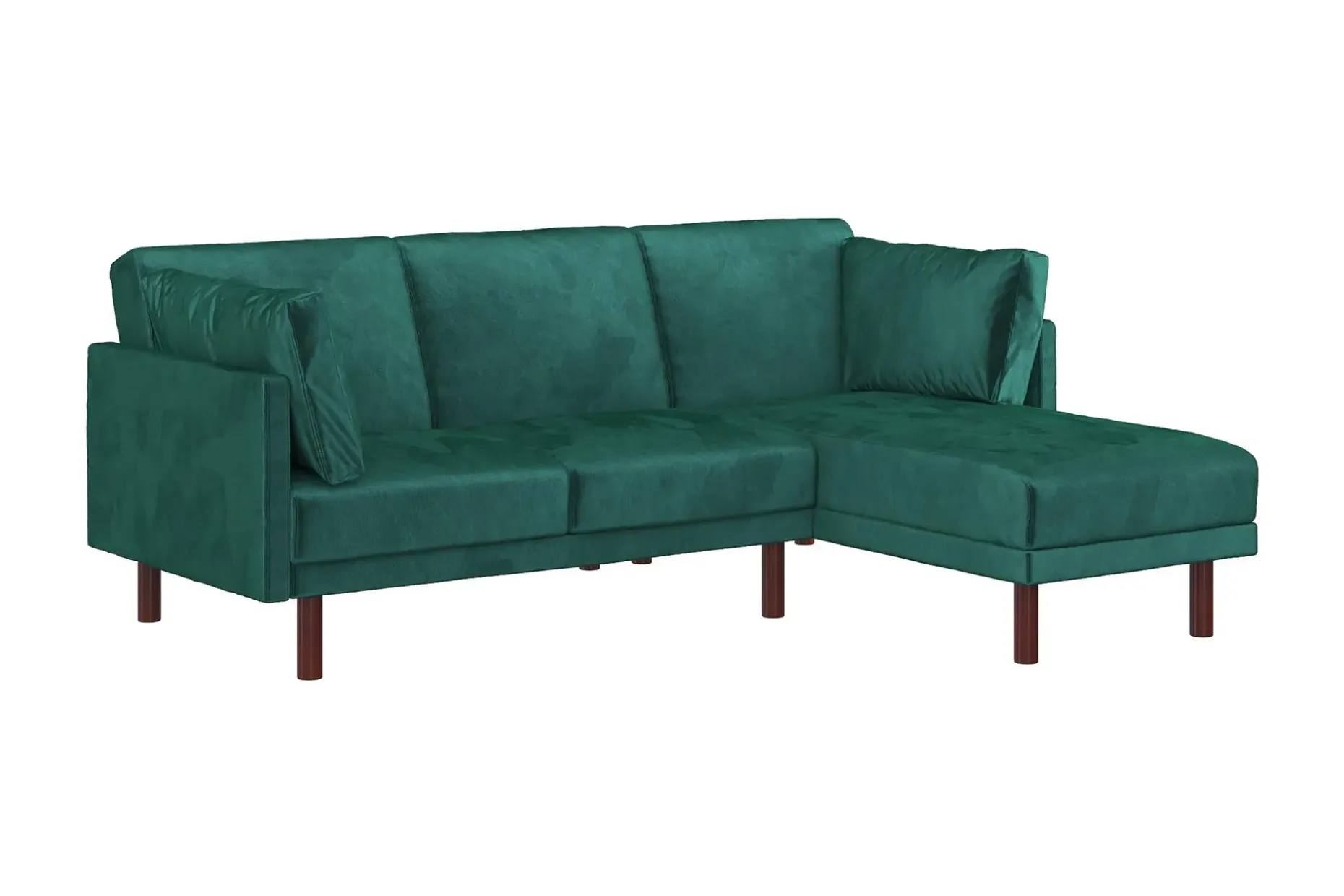 Clair 3-sits Bäddsoffa med Schäslong Ställbar Sammet/Grön/Tr