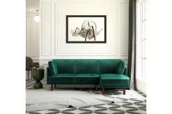 Clair 3-sits Bäddsoffa med Schäslong Ställbar Sammet/Grön/Tr