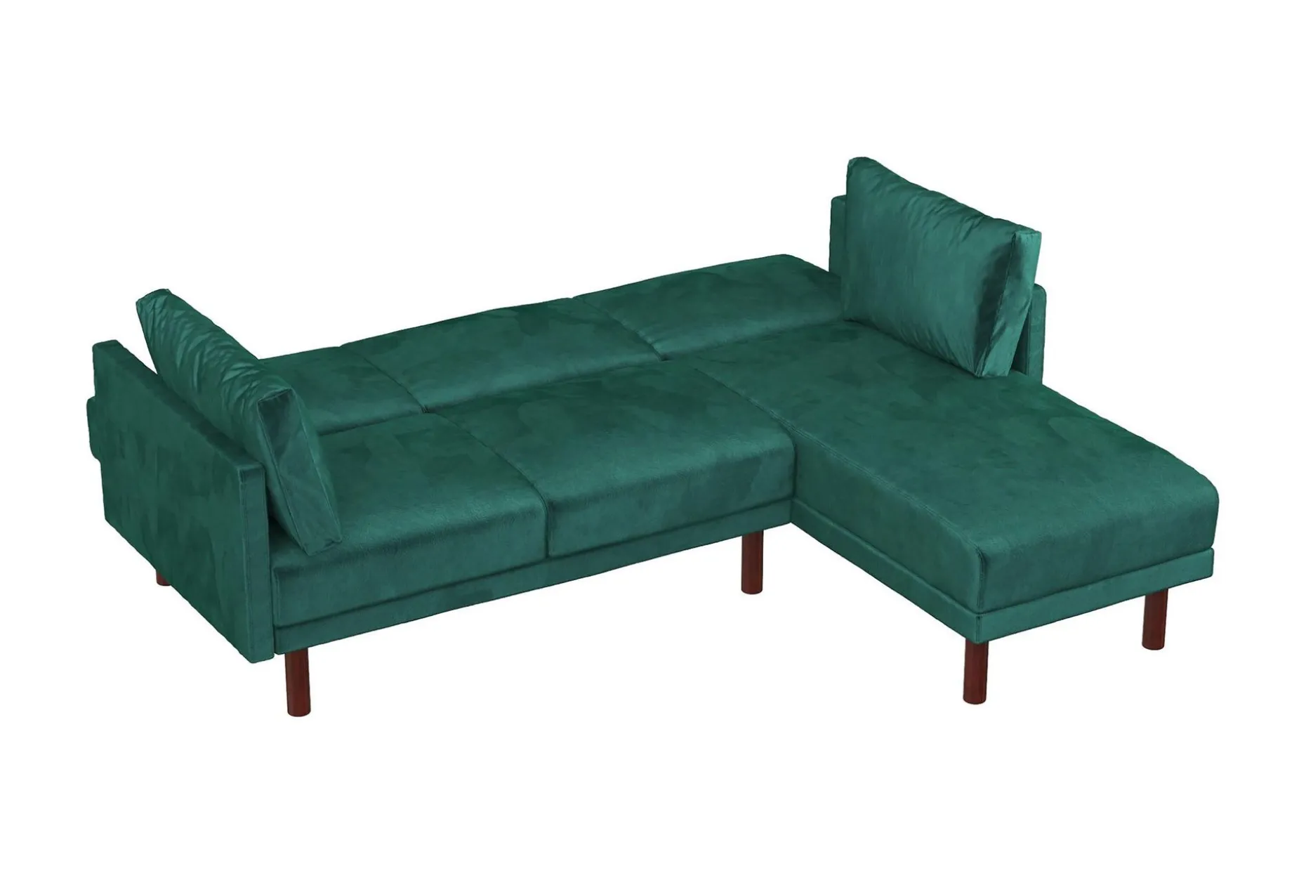 Clair 3-sits Bäddsoffa med Schäslong Ställbar Sammet/Grön/Tr