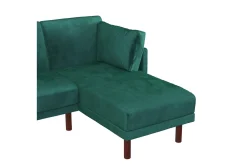 Clair 3-sits Bäddsoffa med Schäslong Ställbar Sammet/Grön/Tr