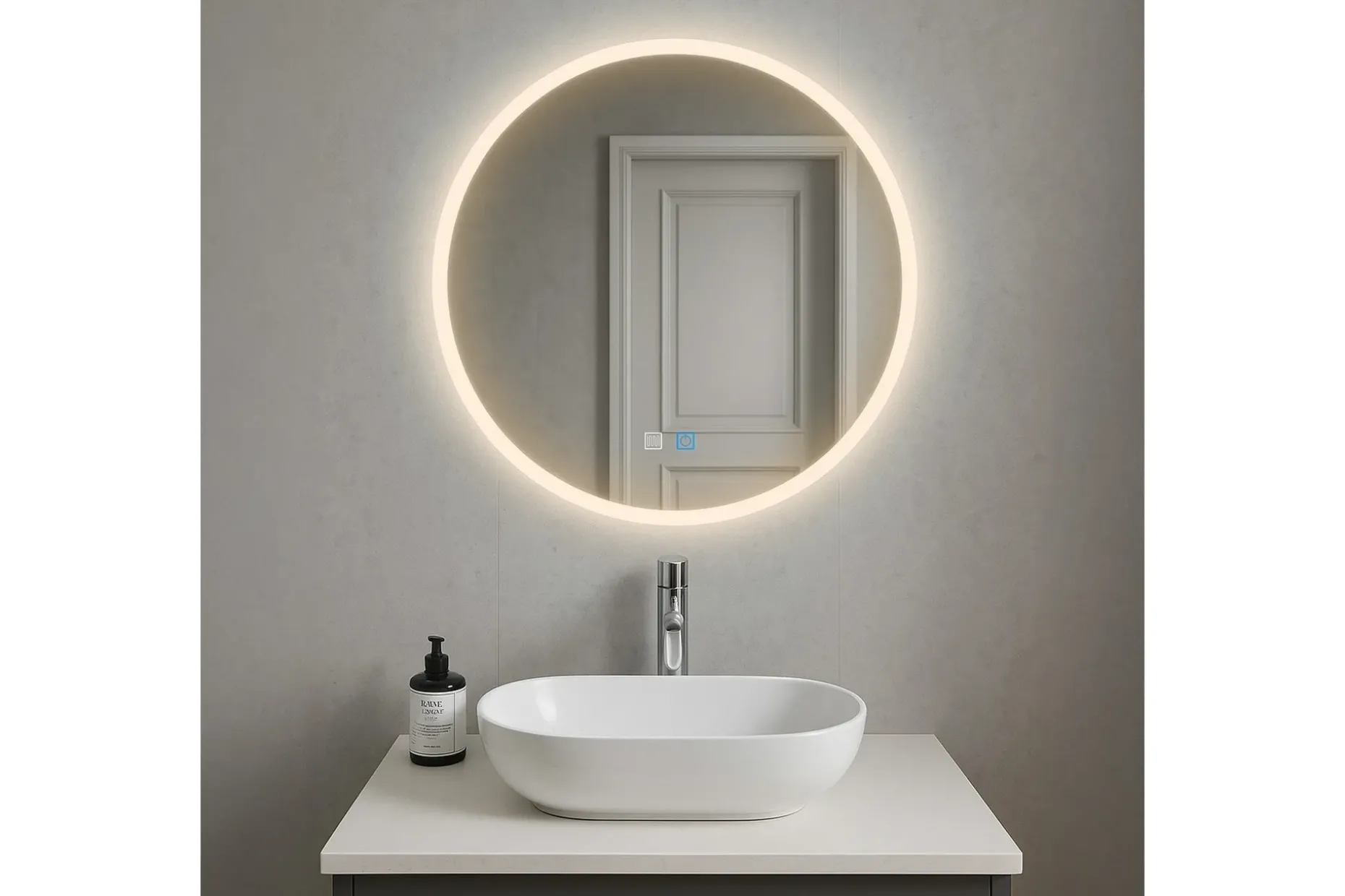 Clas Rund Badrumsspegel med LED-belysning 120 cm