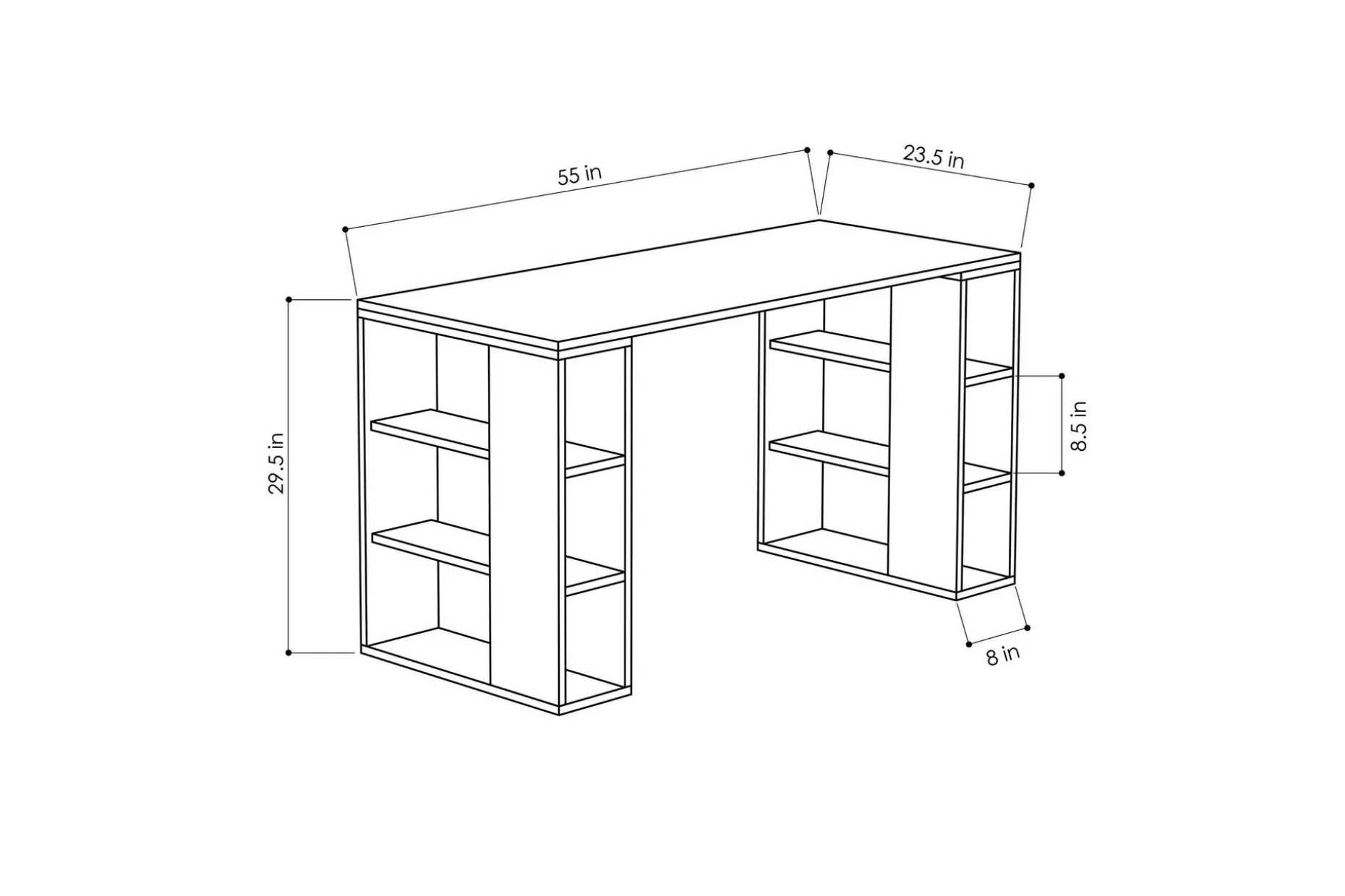 Colmaron Skrivbord 140 cm med Förvaring Hyllor