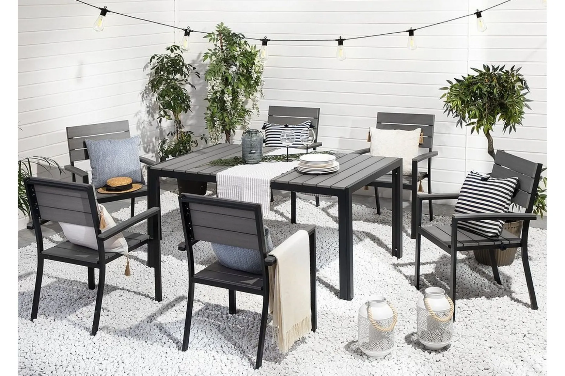 Como Trädgårdsmöbelset Med Utebord+6 Utestolar