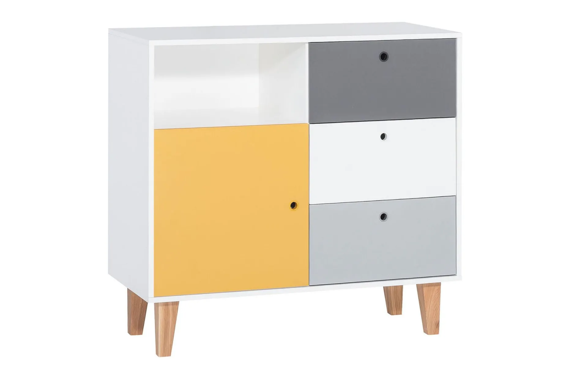 Concept Byrå Vit/Mörkgrå/Gul