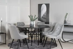 Copenhagen Matgrupp med 6 Valera Lyx Sammetsstolar Svart/Grå