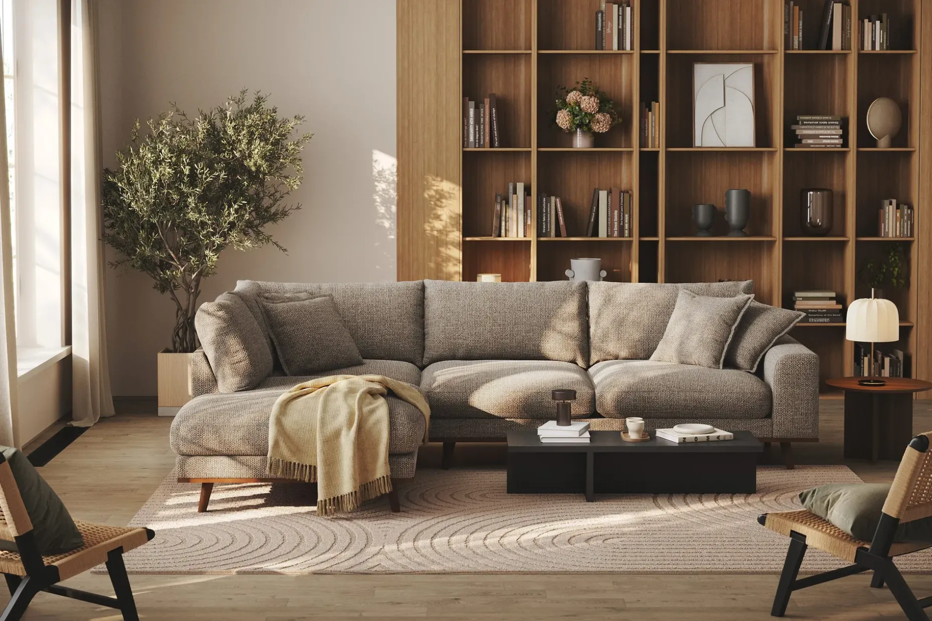 Copenhagen Premium 4-sits Vänstervänd L-formad Djup Schäslongsoffa i Chenille