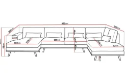 Copenhagen 5-sits Högervänd U-formad Large Soffa med Divan och Schäslong i Sammet