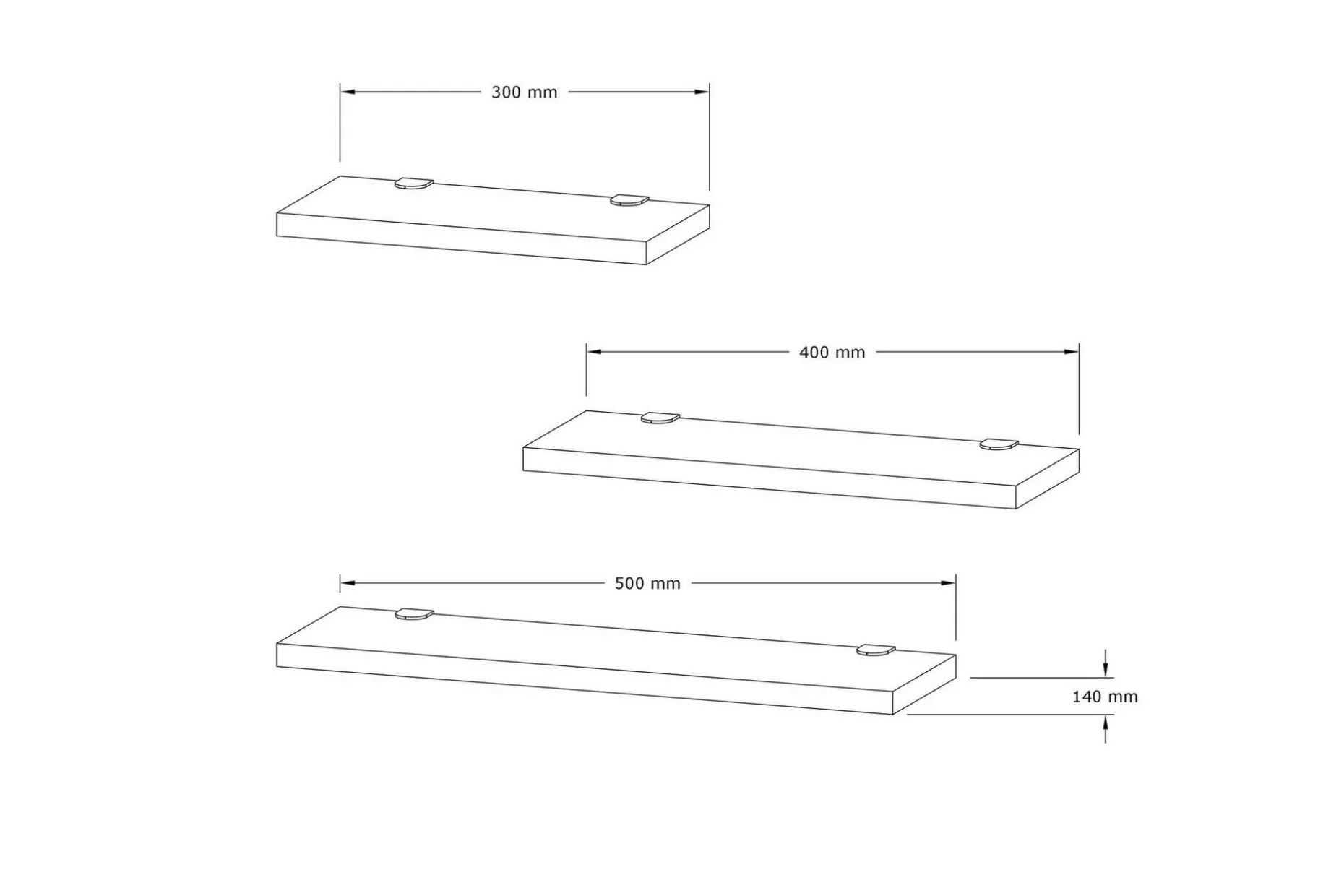 Cordin Vägghylla 2x30 cm 3-pack