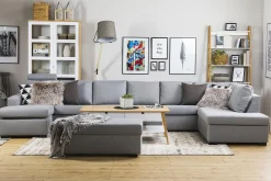 Crazy 6-sits Högervänd U-formad XX-Large Soffa med Divan och Schäslong i Tyg