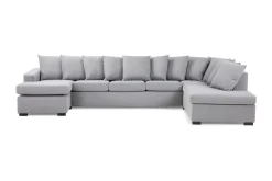 Crazy 5-sits Högervänd U-formad X-Large Soffa med Divan och Schäslong i Tyg inkl Kuvertkuddar