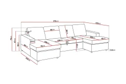 Crazy 4-sits U-formad Soffa med dubbeldivan i Tyg