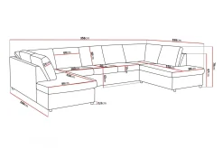 Crazy 5-sits U-formad Soffa med dubbelschäslong i Tyg