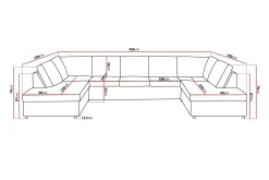 Crazy 5-sits U-formad Soffa med dubbelschäslong i Tyg