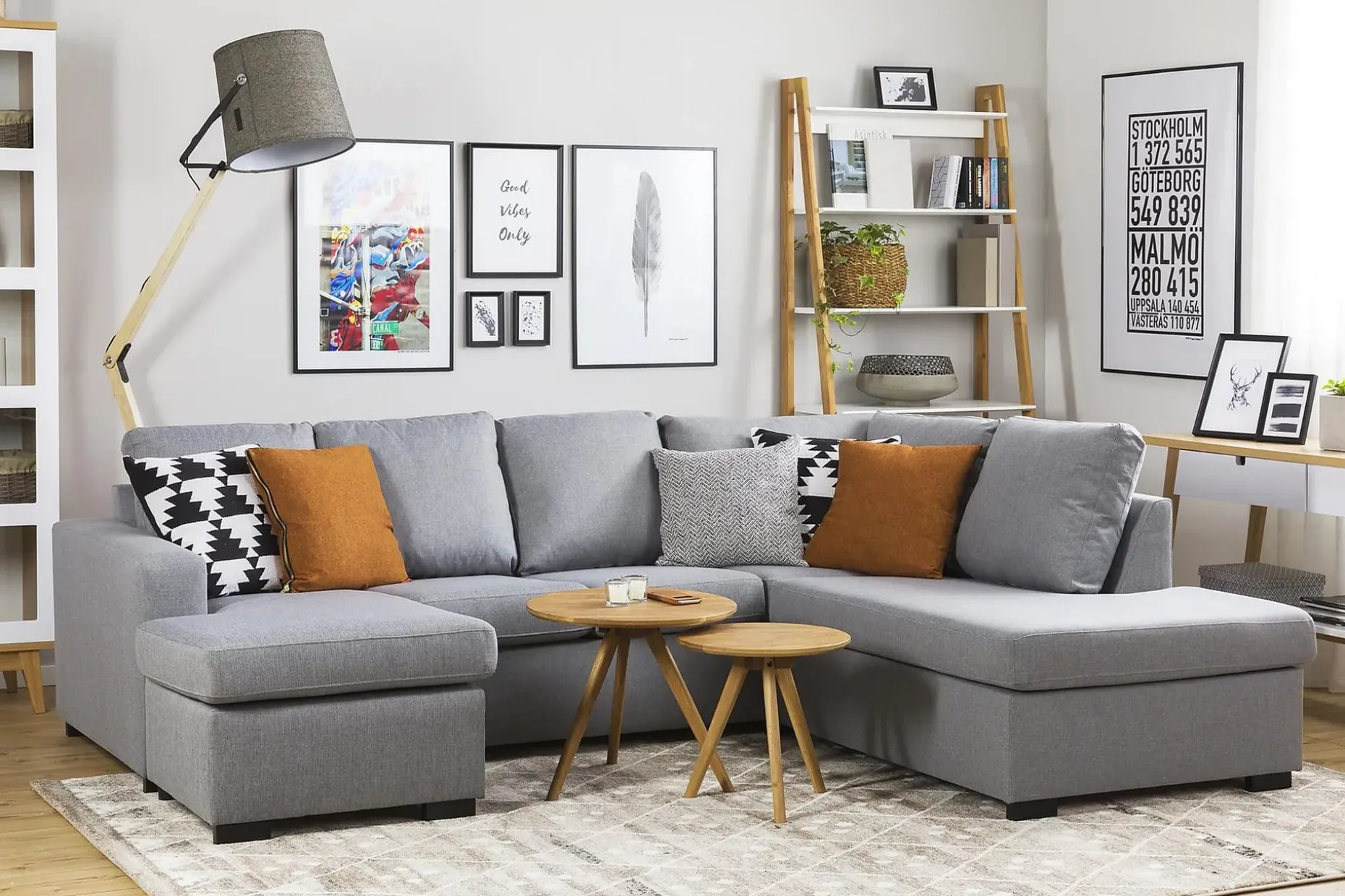 Crazy 4-sits Vänstervänd U-formad Large Soffa med Divan och Schäslong i Tyg
