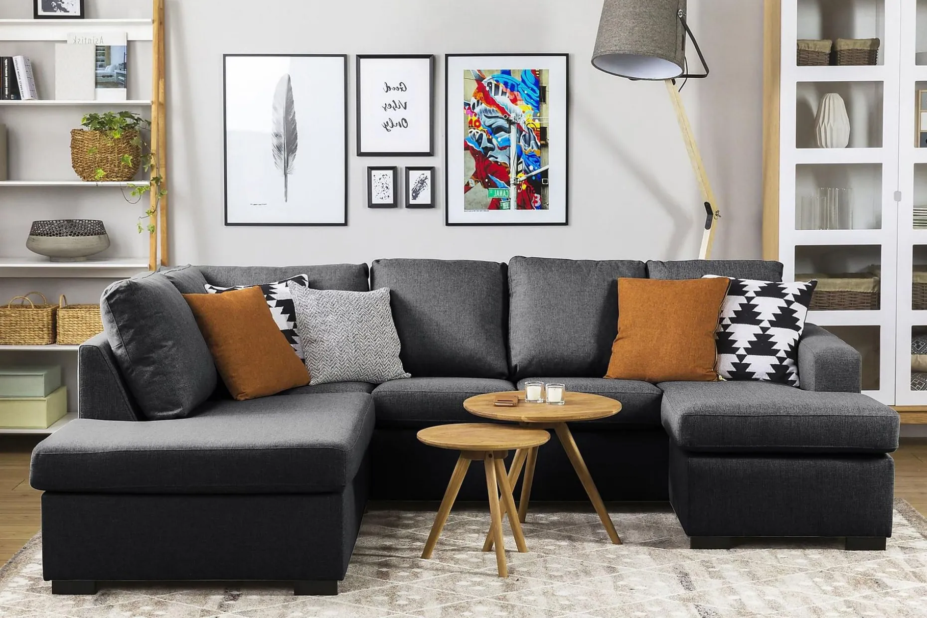 Crazy 4-sits Vänstervänd U-formad Small Soffa med Divan och Schäslong i Tyg