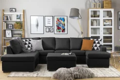 Crazy 5-sits Vänstervänd U-formad Soffa med Divan och Schäslong i Tyg