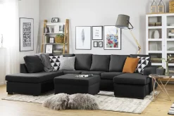 Crazy 5-sits Vänstervänd U-formad Soffa med Divan och Schäslong i Tyg