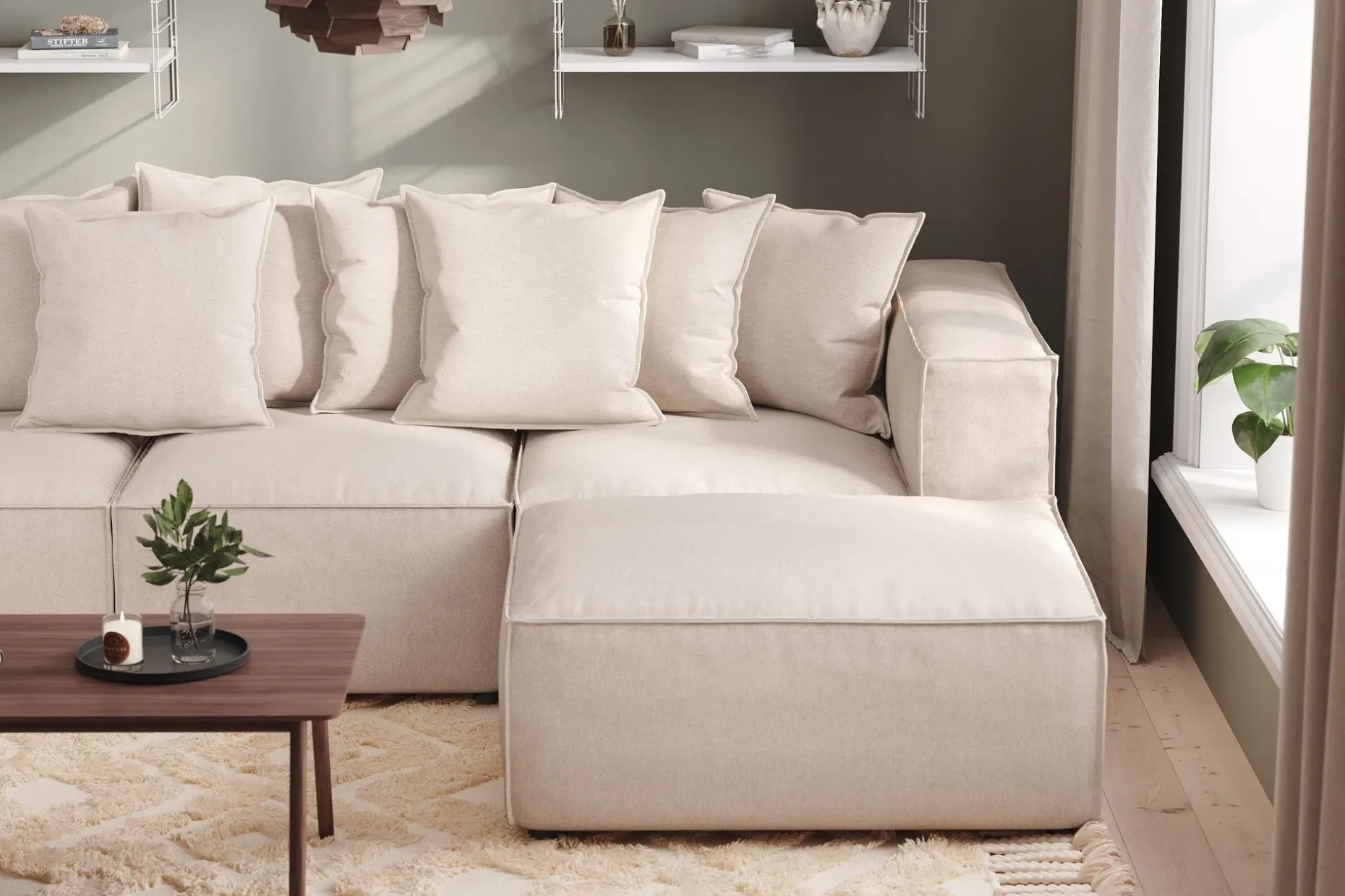 Cubo 4-sits Djup Modulsoffa med Divan i Tyg