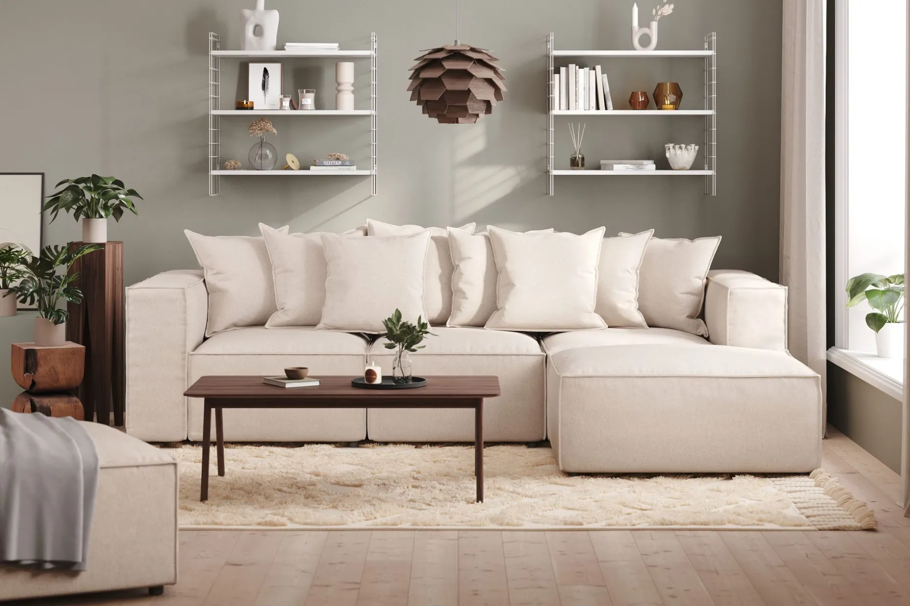 Cubo 4-sits Djup Modulsoffa med Divan i Tyg