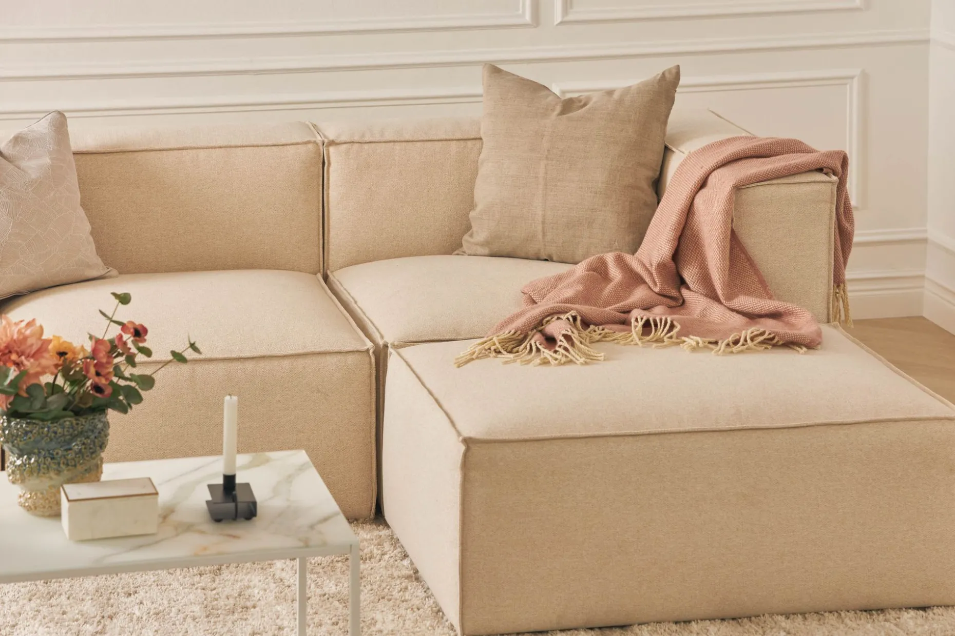 Cubo 4-sits Djup Modulsoffa med Divan i Tyg
