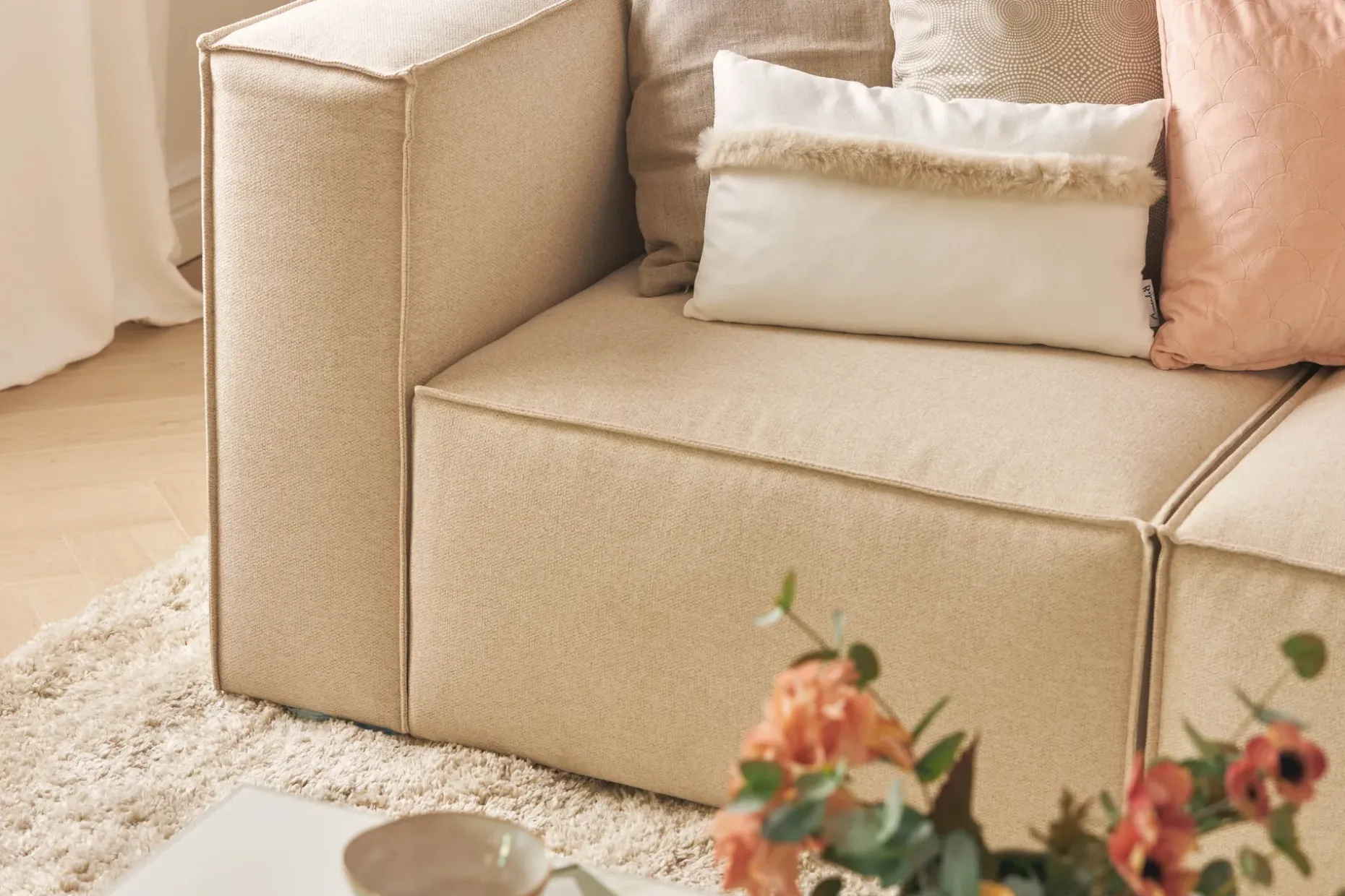 Cubo 4-sits L-formad Djup Modulsoffa med Divan i Tyg