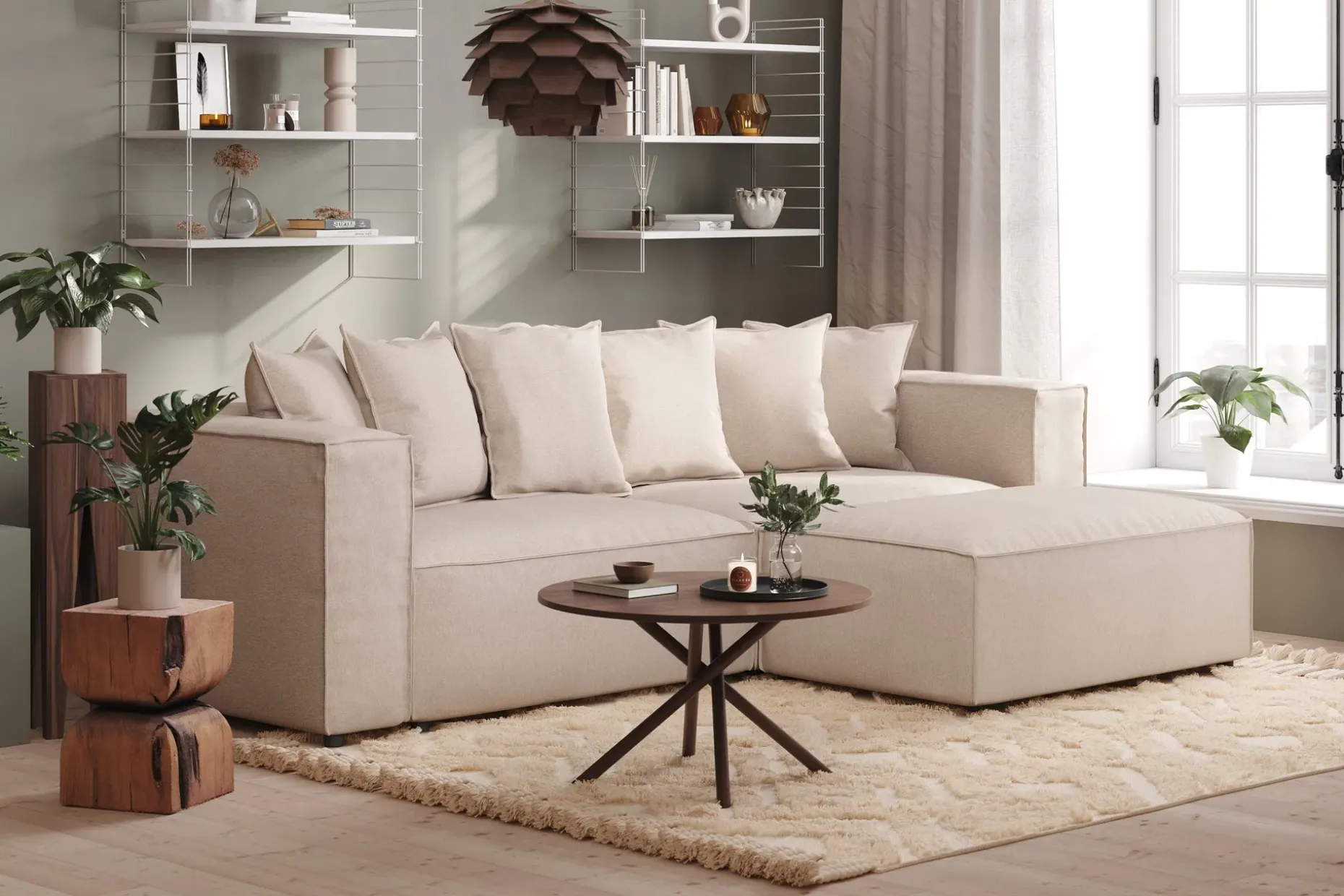 Cubo 4-sits L-formad Djup Modulsoffa med Divan i Tyg