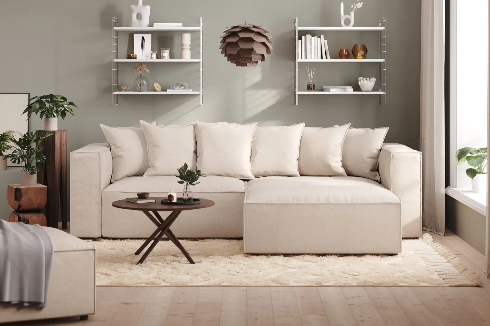 Cubo 4-sits L-formad Djup Modulsoffa med Divan i Tyg