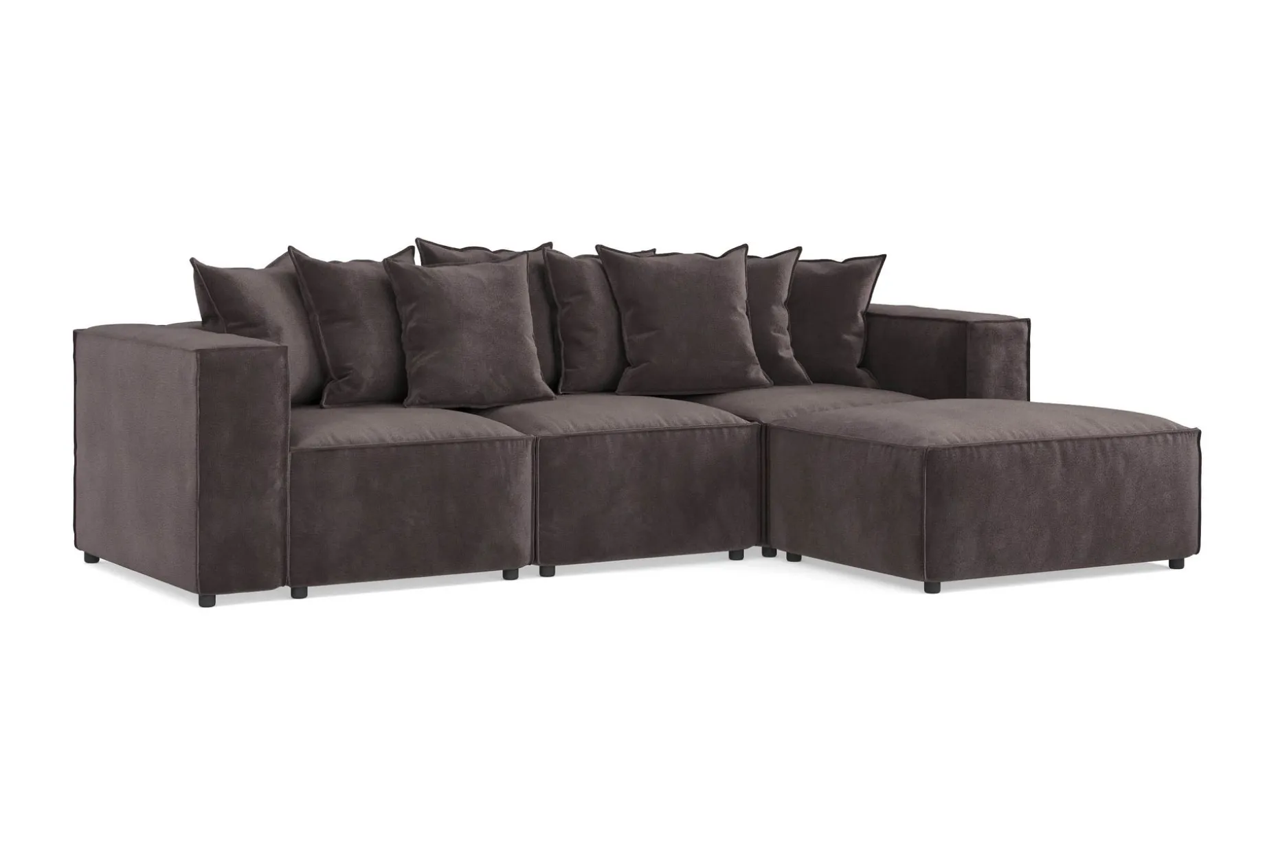Cubo 4-sits Vändbar L-formad Djup Modulsoffa med Divan i Sammet